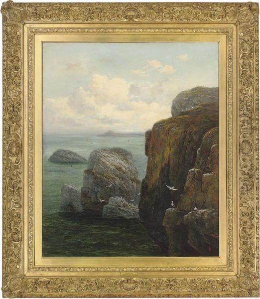 The Farne Islands, With Bamburgh Castle In The Distance Oil Painting by Thomas John Banks