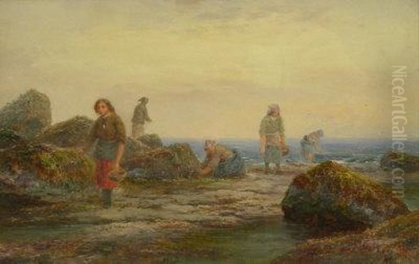 Mussel Gatherers Oil Painting by Thomas John Banks