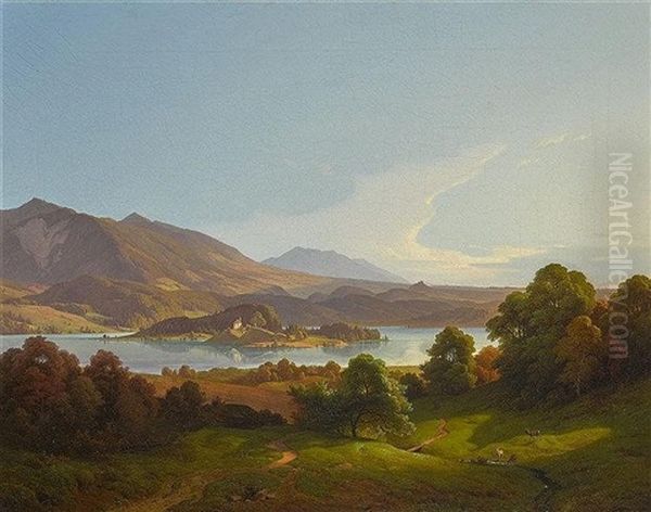 Blick Auf Den Staffelsee Oil Painting by Carl Friedrich Heinzmann