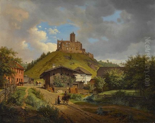 Schlosruine Und Hofmark Hilgartsberg A. D. D Oil Painting by Carl Friedrich Heinzmann