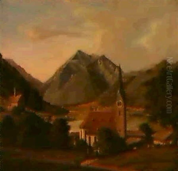 Der Schliersee Oil Painting by Carl Friedrich Heinzmann