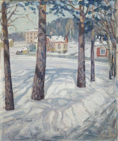 Winter In Jyvaskyla Oil Painting by Jonas Heiska