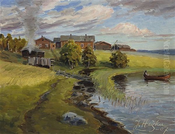 Farmhouse Oil Painting by Jonas Heiska