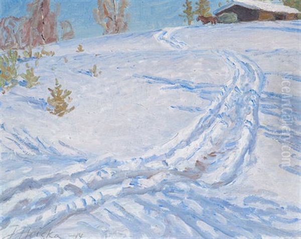 A Sunny Winter Day Oil Painting by Jonas Heiska