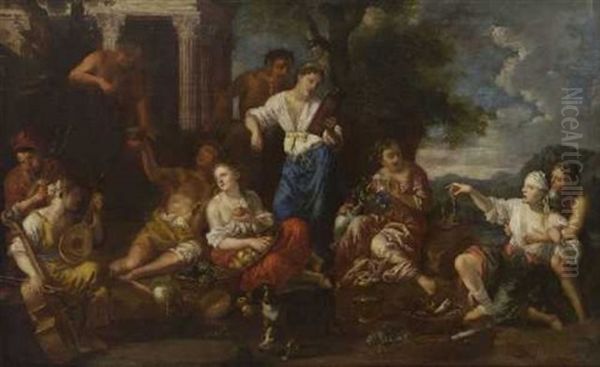 Allegorie Der Funf Sinne Oil Painting by Johann Heiss