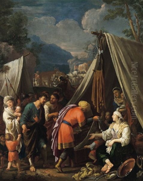 Rahel Auf Den Gotzenbildern Ihres Vaters Laban Sitzend Oil Painting by Johann Heiss