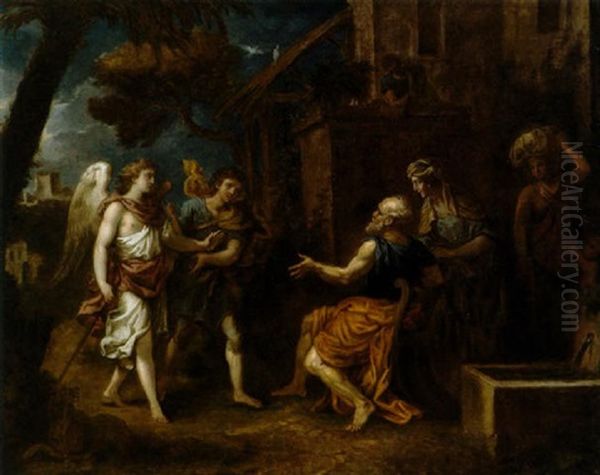 Tobias Und Der Engel Besuchen Den Alten Tobit Oil Painting by Johann Heiss