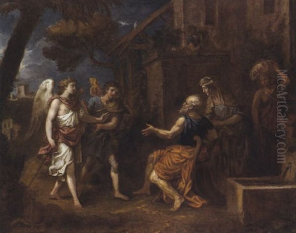 Tobias Und Der Engel Besuchen Den Alten Tobit Oil Painting by Johann Heiss