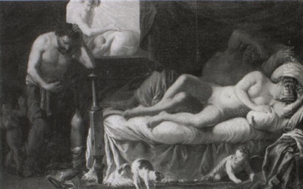 Vulcan Surprising Venus And Mars Oil Painting by Johann Heiss