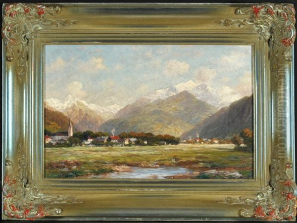 Dorf In Bayerischer Voralpenlandschaft Oil Painting by Paul Heitinger