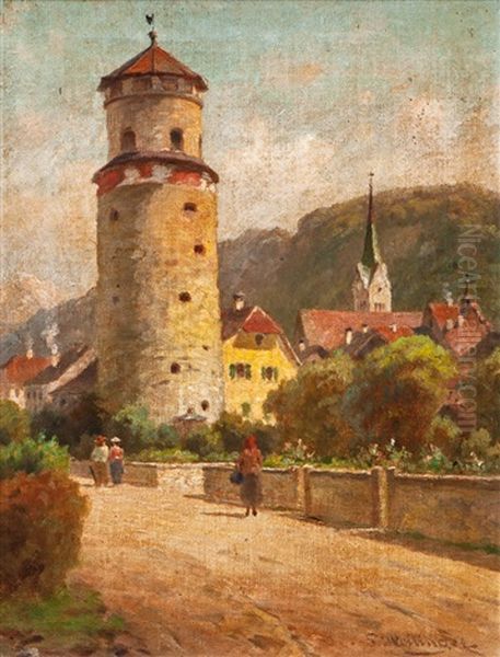 Der Katzenturm In Feldkirch, Osterreich Oil Painting by Paul Heitinger