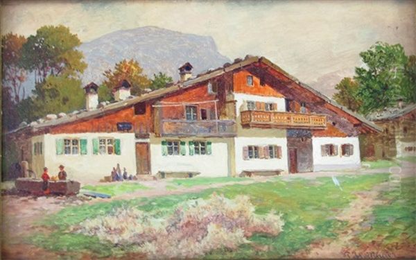 Haus Bei Berchtesgaden Oberbayern Oil Painting by Paul Heitinger