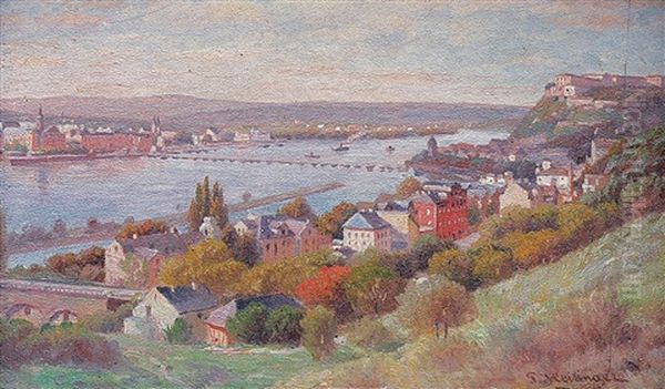 Panoramablick Auf Koblenz Mit Ehrenbreistein Oil Painting by Paul Heitinger