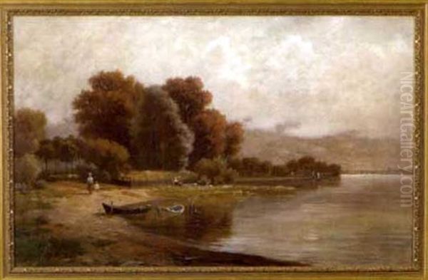 Landscape By The Lake Oil Painting by Paul Heitinger