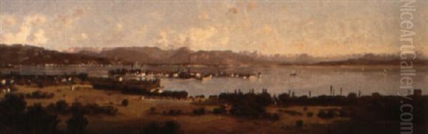 Blick Vom Hoyerberg Auf Die Inselstadt Lindau Und Den Bodensee Oil Painting by Paul Heitinger