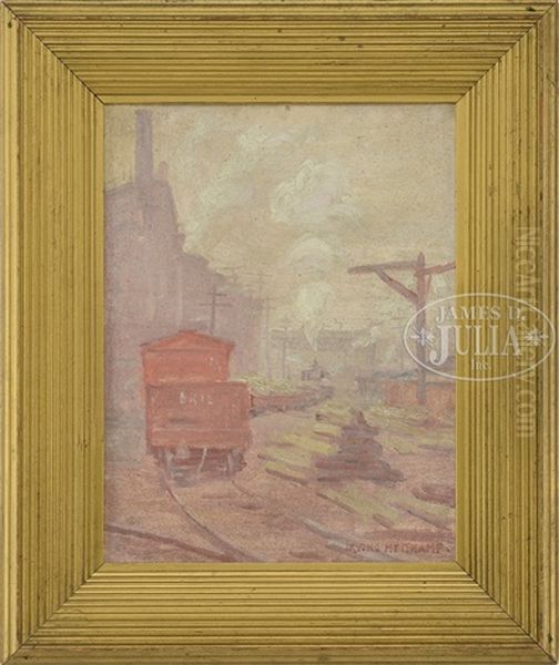 Industrial Landscape With Train Oil Painting by Irving R. Heitkamp