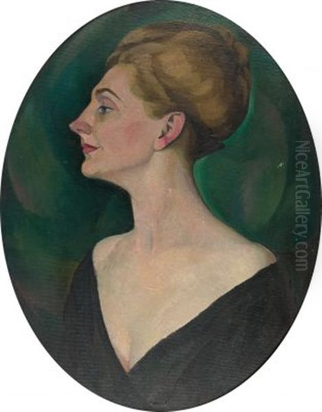 Portrat Einer Dame Im Profil Oil Painting by August Heitmueller