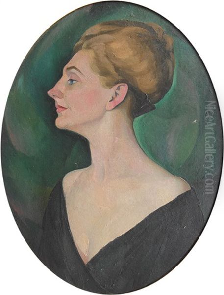 Portrait Of An Elegant Lady Oil Painting by August Heitmueller