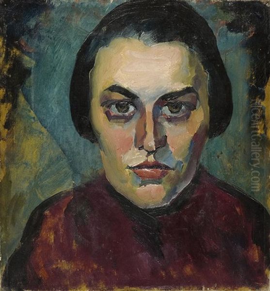 Frauenportrait Oil Painting by August Heitmueller