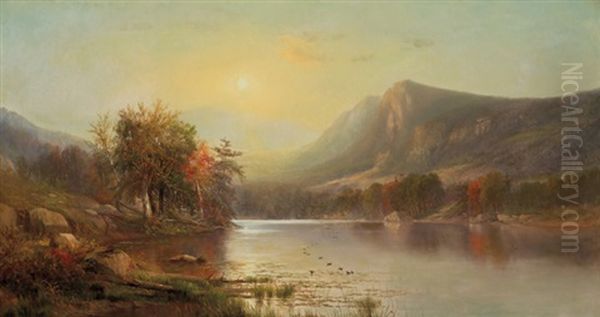 Tranquil River Oil Painting by Joseph Antonio Hekking