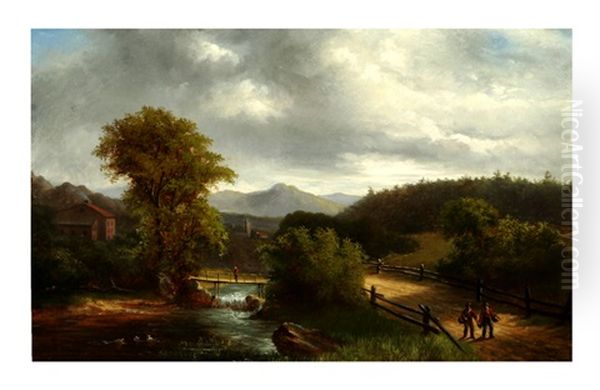 Fishing In A Stream Oil Painting by Joseph Antonio Hekking