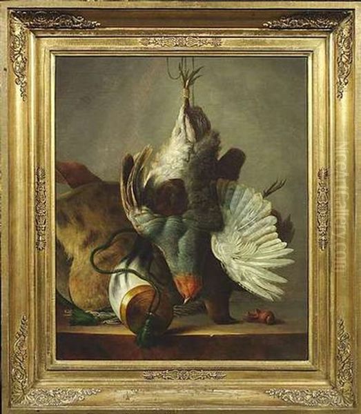 Jagdstilleben Mit Totem Geflugel, Horn Und Felltasche Oil Painting by Willem Hekking