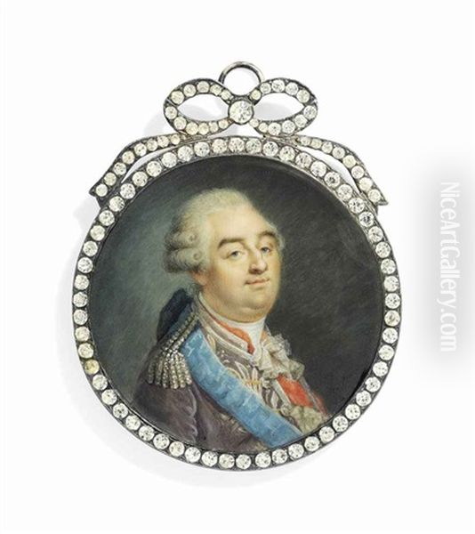 Louis Xvi (1754-1793), King Of France, In Silver-embroidered Lavender-coloured Velvet Uniform With Silver Epaulettes And White Lace Jabot Oil Painting by Antoine-Joseph Helant