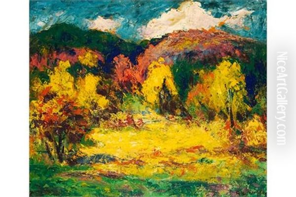 Herbstliche Landschaft Oil Painting by Alfred Hermann Helberger