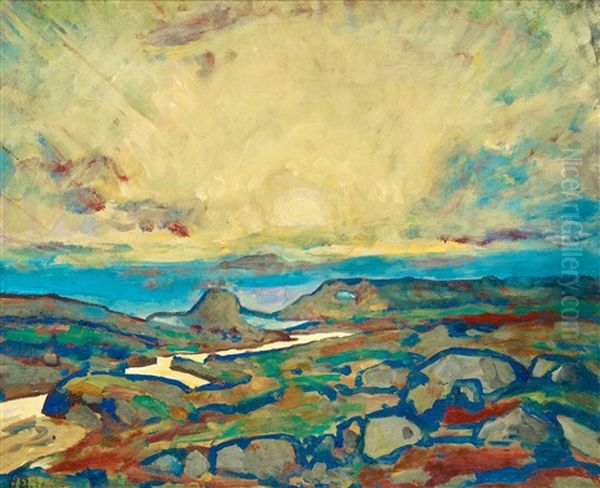 Sonnenuntergang Oil Painting by Alfred Hermann Helberger