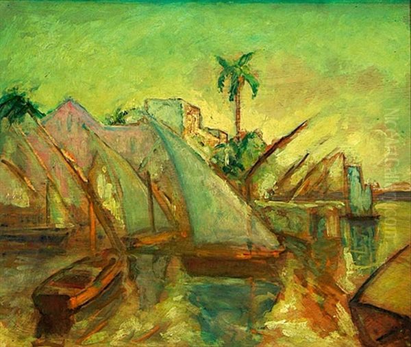 Hafen Von Bahia Oil Painting by Alfred Hermann Helberger