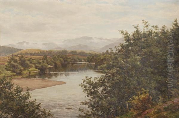 Cairngorm And The River Spey Oil Painting by John James Bannatyne