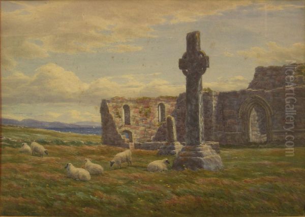 Saint Martin's Cross, Iona Abbey Oil Painting by John James Bannatyne