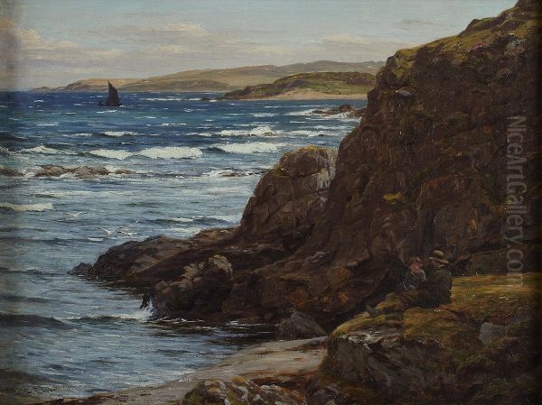 In A Rocky Cove Oil Painting by John James Bannatyne