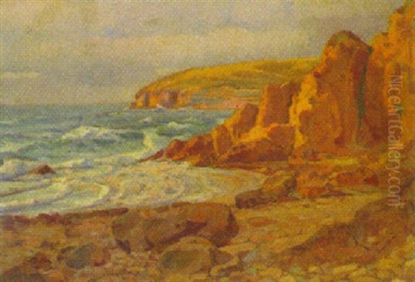 Bornholm - Kuste Bei Hammershus Oil Painting by Alfred Hermann Helberger