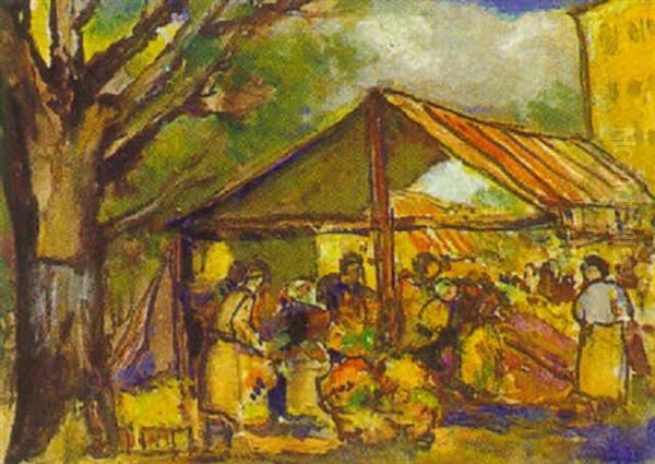 Markttag Oil Painting by Alfred Hermann Helberger