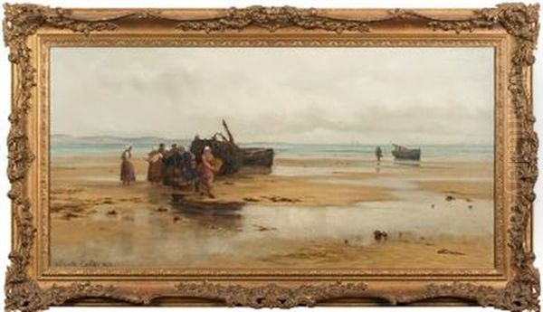 Unloading The Catch Oil Painting by Arnold Helcke