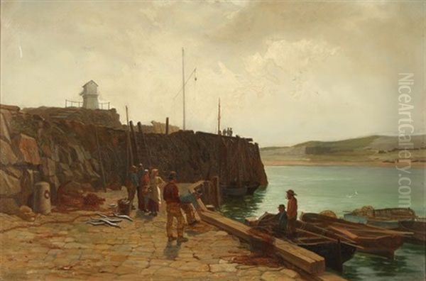 Bringing In The Day's Catch Oil Painting by Arnold Helcke