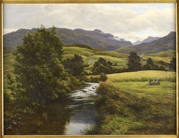 Highland River Landscape Oil Painting by John James Bannatyne