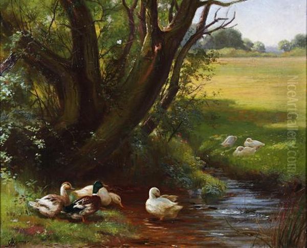 A Warwickshire Stream Oil Painting by Alfred Banner