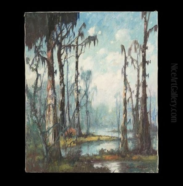 Louisiana Bayou Landscape Oil Painting by Knute Heldner