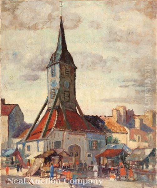 The Market, France Oil Painting by Knute Heldner