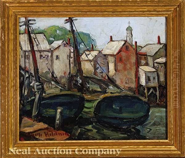 Harbor Oil Painting by Knute Heldner