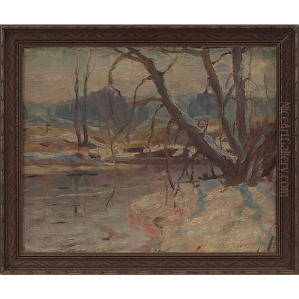 Winter Landscape Oil Painting by Knute Heldner