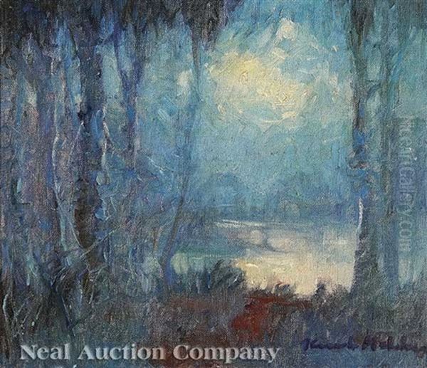 Twilight On The Louisiana Bayou Oil Painting by Knute Heldner