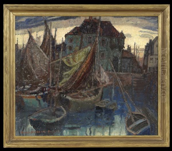 The Harbor, Paris Oil Painting by Knute Heldner