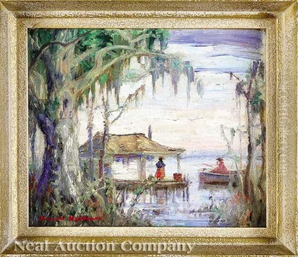 Bayou Cabin Oil Painting by Knute Heldner