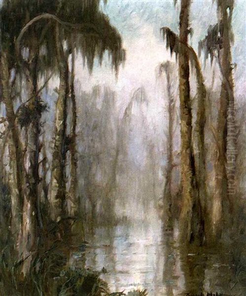 Fog In The Swamp Oil Painting by Knute Heldner