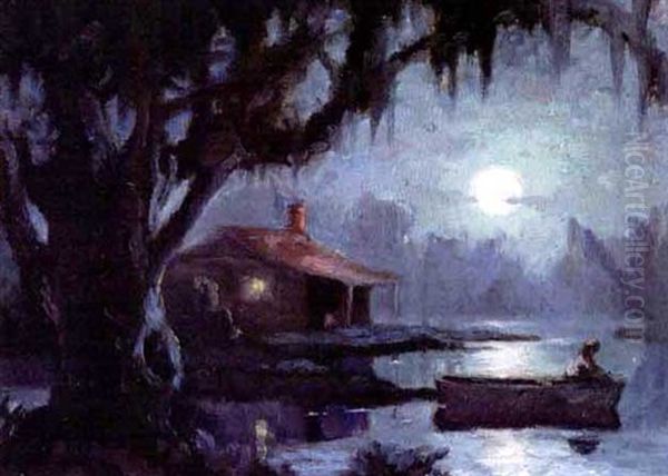 Barataria Moonlight Oil Painting by Knute Heldner