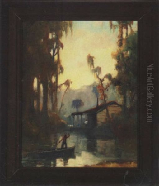 Sunset Louisiana Oil Painting by Knute Heldner