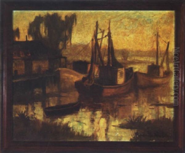 Shrimp Boats On The Bayou by Knute Heldner